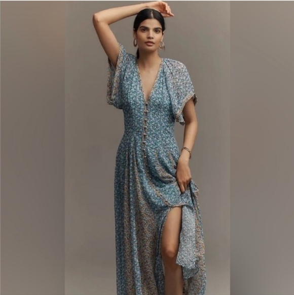 Anthropologie Maeve Smocked Maxi Dress - Picture 2 of 8